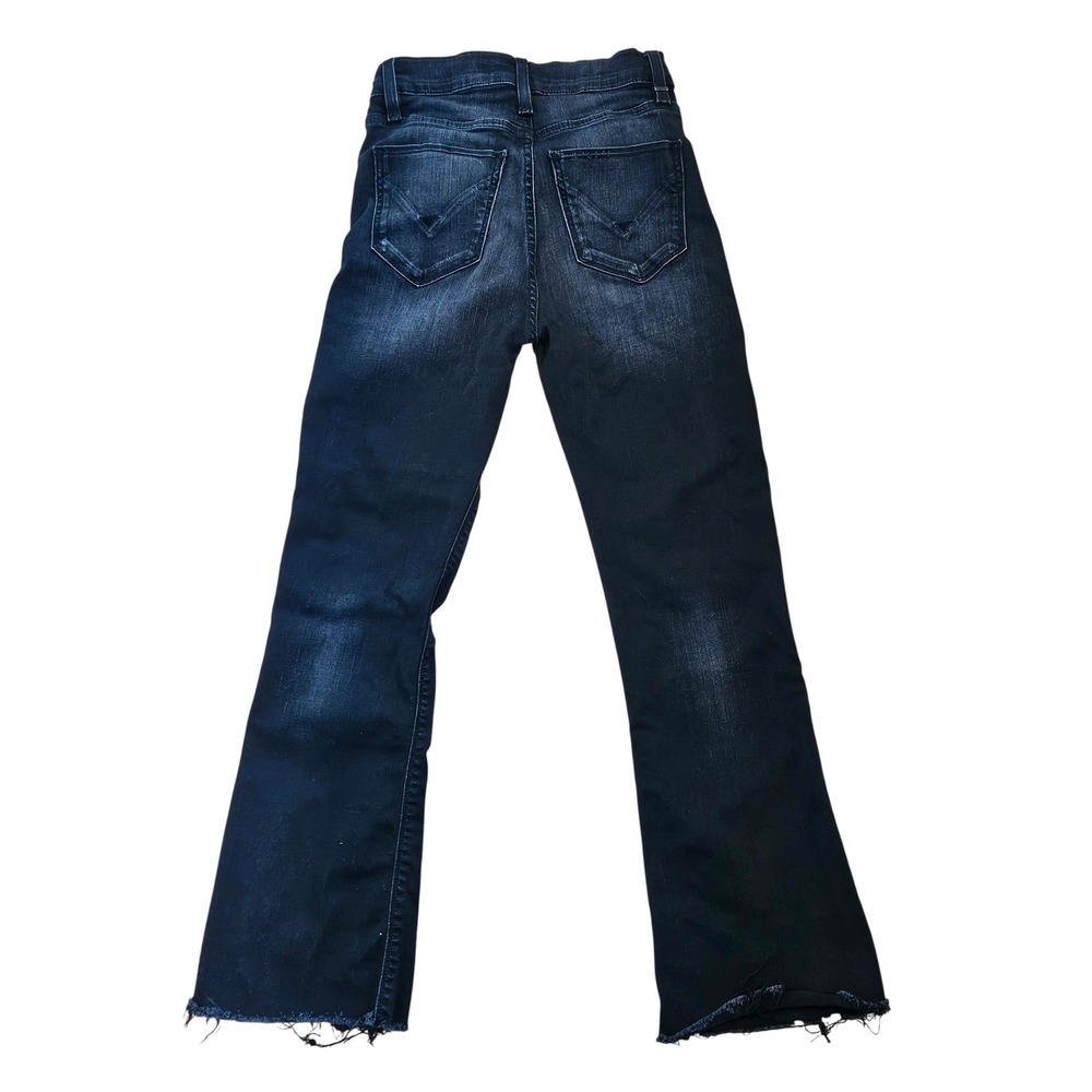 Hudson Holly High Rise Flare Jeans Dark Wash Black Raw Hem Size 24 Womens - Picture 2 of 5